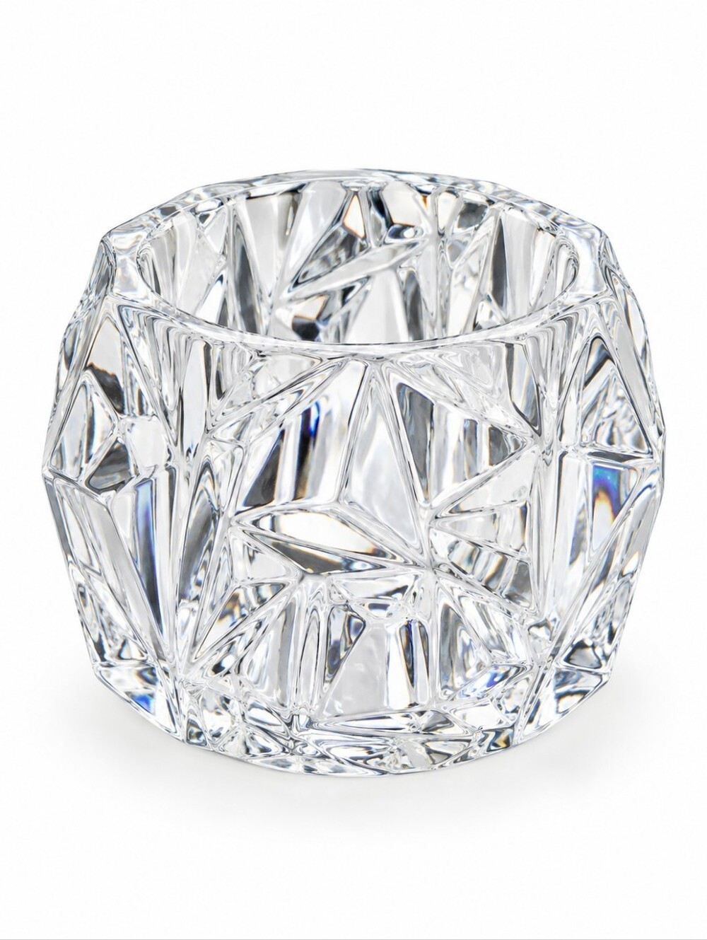 Tiffany & Co. Rock Cut Crystal Votive Candle Holder Faceted